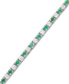 Sterling Silver Bracelet, Emerald (2 Ct. T.w.) And White Sapphire (2-1/2 Ct. T.w.) Bracelet