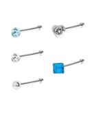 Bodifine Sterling Silver Heart And Crystal Nose Studs