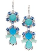 Nine West Silver-tone Blue Stone And Crystal Drop Earrings