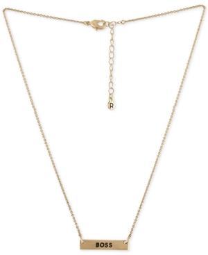 Rachel Rachel Roy Gold-tone Boss Etched Pendant Necklace