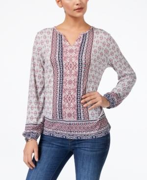 Style & Co Mixed-print Split-neck Top Available In Regular & Petite Sizes, Created For Macy's