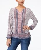 Style & Co Mixed-print Split-neck Top Available In Regular & Petite Sizes, Created For Macy's