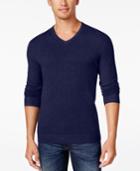 Alfani Men's V-neck Heathered Long-sleeve Sweater, Regular Fit, Created For Macy's