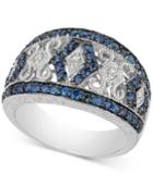 Sapphire (1-1/10 Ct. T.w.) & Diamond Accent Filigree Band In Sterling Silver