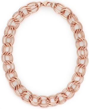 Bronzarte 18k Rose Gold Over Bronze Necklace, Textured Link Necklace