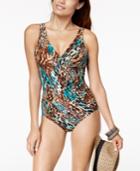 Miraclesuit Charming Cheetah Printed Tummy-control One-piece Swimsuit, A Macy's Exclusive Style Women's Swimsuit