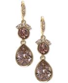 Givenchy Gold-tone Clear & Rose Crystal Double Drop Earrings