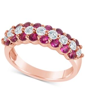 Certified Ruby (1-5/8 Ct. T.w.) And Diamond (5/8 Ct. T.w.) Ring In 14k Rose Gold