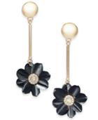 Thalia Sodi Two-tone Crystal Flower Linear Drop Earrings, Created For Macy's