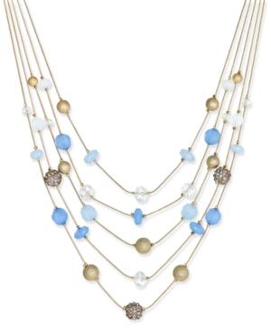 Inc International Concepts Gold-tone Multi-stone 5-row Necklace, Only At Macy's