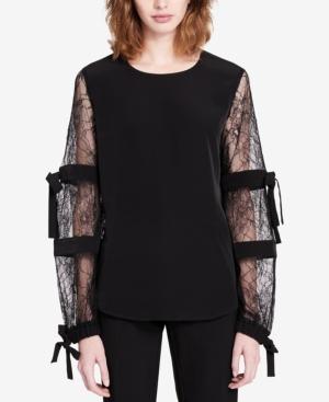 Calvin Klein Velvet Lace-sleeve Top