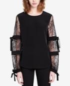 Calvin Klein Velvet Lace-sleeve Top