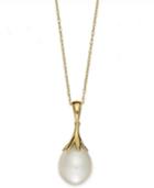 Cultured Freshwater Pearl (9mm) Claw Pendant In 14k Gold