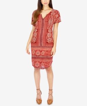 Lucky Brand Printed Split-neck Dress
