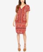 Lucky Brand Printed Split-neck Dress