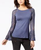 American Rag Juniors' Lace Bell-sleeve Top, Created For Macy's