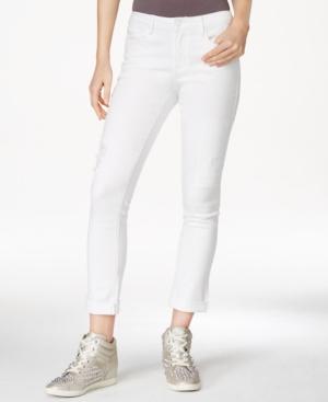 Suede Juniors' Cropped Cuffed Relaxed Skinny-leg Jeans