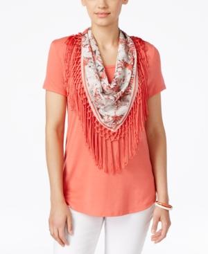 Style & Co. Fringe Scarf Top, Only At Macy's