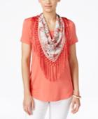 Style & Co. Fringe Scarf Top, Only At Macy's