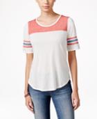 Pink Rose Juniors' Scoop-neck Football High-low T-shirt