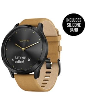 Garmin Unisex Vivomove Hr Premium Tan Suede & Silicone Strap Hybrid Touchscreen Smart Watch 43mm