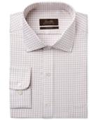 Tasso Elba Men's Tan Non-iron Sateen Gingham Dress Shirt, Only At Macy's