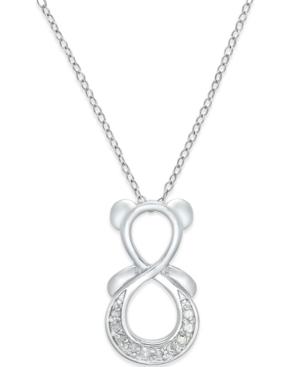 Diamond Infinity Bear Pendant Necklace (1/10 Ct. T.w.) In Sterling Silver