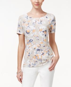 Jm Collection Textured Tee, Floral Print