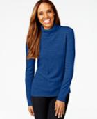 Karen Scott Petite Textured-front Turtleneck Sweater, Only At Macy's