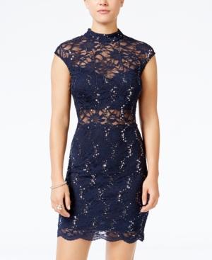 B Darlin Juniors' Sequin Lace Bodycon Dress