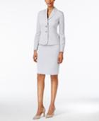 Le Suit Chevron-print Three-button Skirt Suit