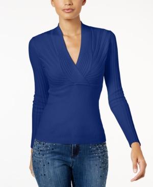 Inc International Concepts Ribbed Surplice Sweater, Created For Macy's