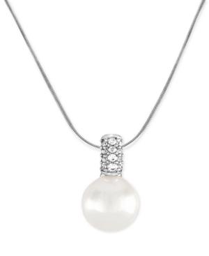 Majorica Sterling Silver Cubic Zirconia & Imitation Pearl Pendant Necklace