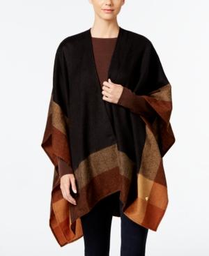 Anne Klein Woven Colorblock Split Wrap Poncho