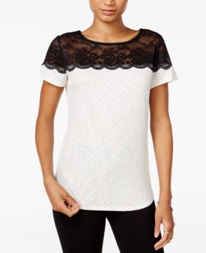 Maison Jules Lace-trim Polka-dot Top, Only At Macy's