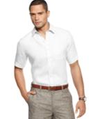 Tasso Elba Short-sleeve Linen & Coton Shirt