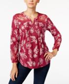 Style & Co. Petite Mixed-media Printed Top, Only At Macy's