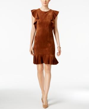 Ivanka Trump Faux-suede Ruffle Dress