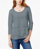 Eyeshadow Juniors' Crochet-front High-low Top
