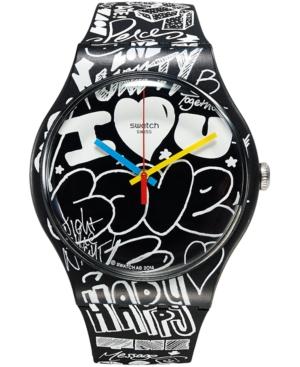 Swatch Unisex Swiss Street Energy Black & White Silicone Strap Watch 41mm Suob125