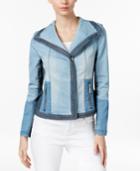 Inc International Concepts Colorblocked Denim Moto Jacket, Only At Macy's