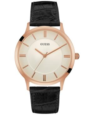 Guess Men's Escrow Black Leather Strap Watch 43mm U0664g4