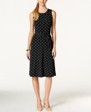 Charter Club Petite Dot-print Fit & Flare Dress, Only At Macy's