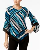 Alfani Printed Asymmetrical-hem Top, Created For Macy's