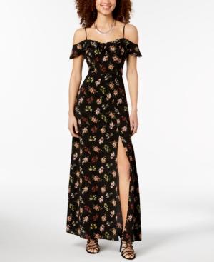 B Darlin Juniors' Off-the-shoulder Floral Maxi Dress