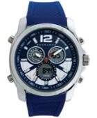 Sean John Men's Analog-digital Blue Silicone Strap Watch 55x49mm 10018061