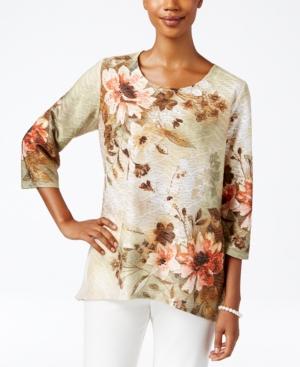 Alfred Dunner Petite Cactus Ranch Printed Textured Top