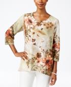 Alfred Dunner Petite Cactus Ranch Printed Textured Top