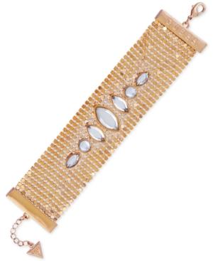 Guess Gold-tone Crystal Mesh Flex Bracelet