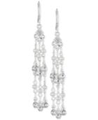 Anne Klein Silver-tone Imitation Pearl And Crystal Linear Drop Earrings